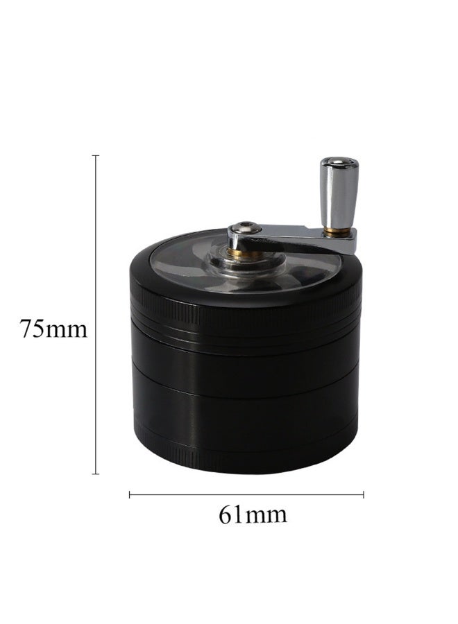 4 Layer Spice Crusher With Hand Crank Magnetic Lid Silver Coffee Grinder - Image 2
